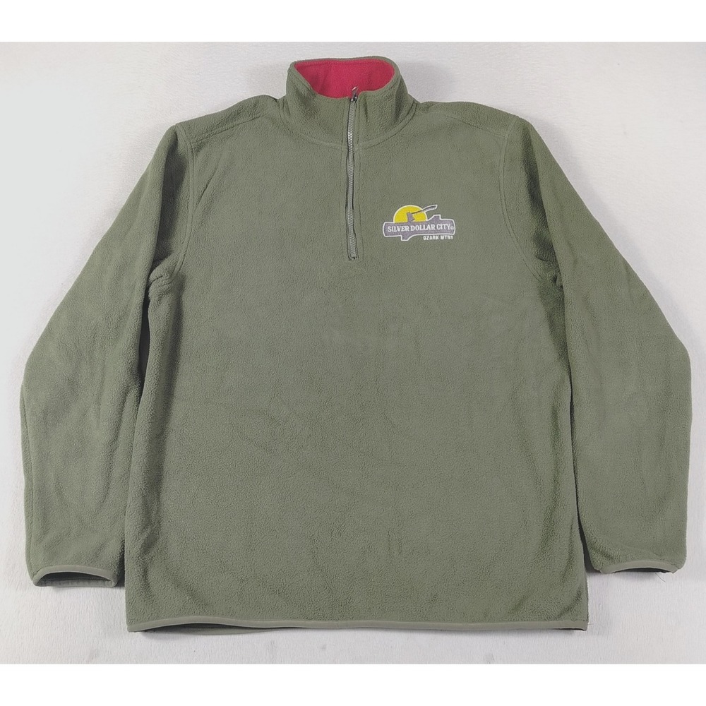 Stone Mountain Jacket Mens Small Green 1/4 Zip Fleece Silver Dollar City Ozark